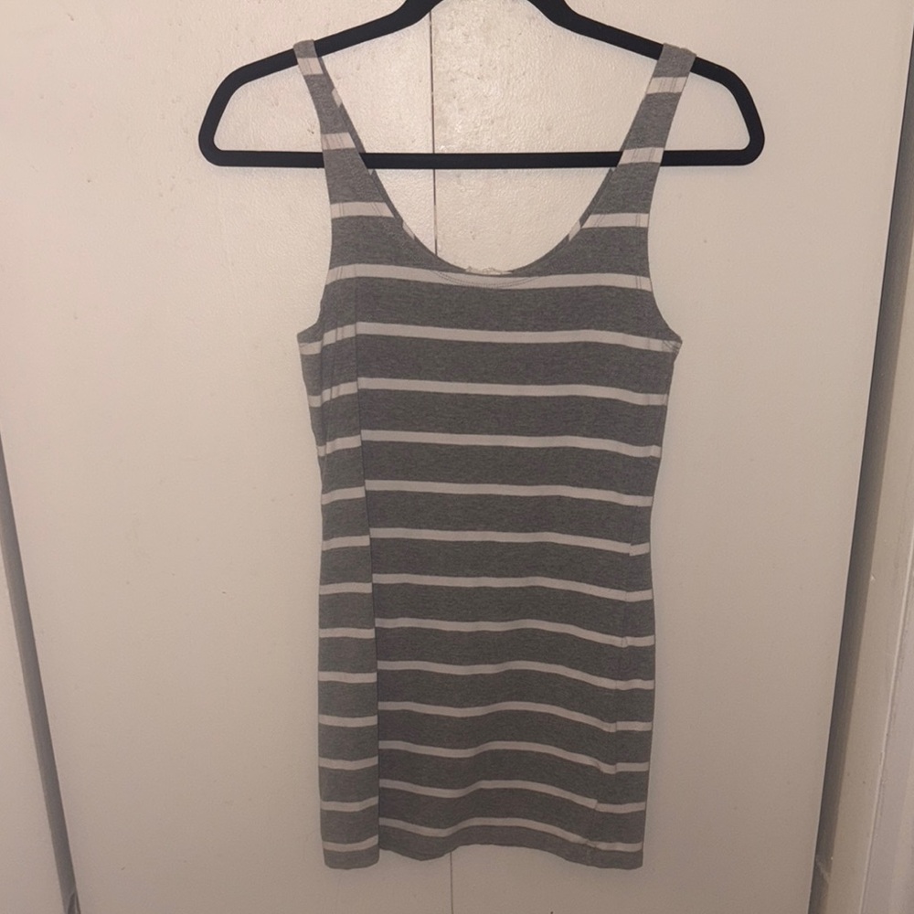 Forever 21 Gray and White Striped Mini Dress